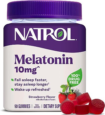 MELATONINA EM GOMA NATROL STRAWBERRY - 60 GUMMIES ADULTO 10mg