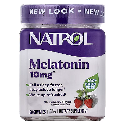 MELATONINA EM GOMA NATROL STRAWBERRY - 90 GUMMIES ADULTO 10mg