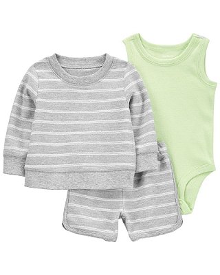 CONJUNTO 3 PEÇAS CARTER'S - CINZA - MENINO