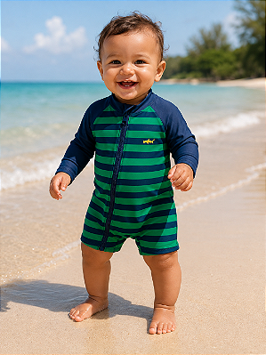 MODA PRAIA MACACÃO CARTERS - TUBARÃO - PROTEÇÃO UV50+ - MENINO