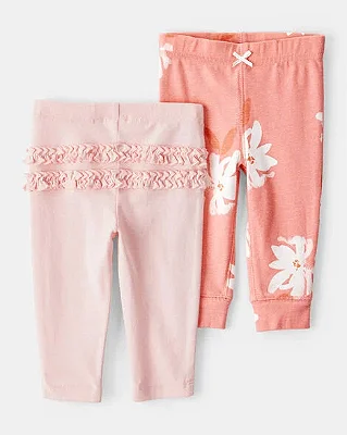 KIT 2 CALÇAS CARTER'S - FLORAL ROSA - MENINA
