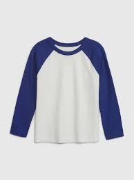 CAMISETA MANGA LONGA GAP - BRANCA E AZUL - MENINO