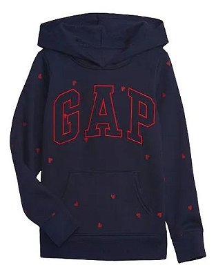 MOLETOM FLANELADO GAP KIDS - MARINHO CORAÇÕES - MENINA