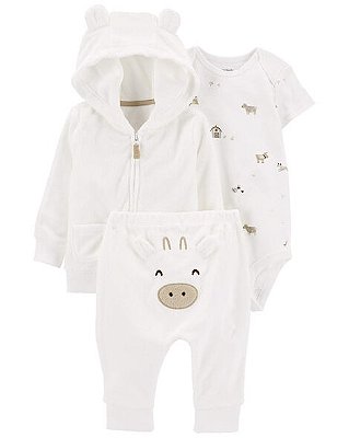 CONJUNTO ATOALHADO 3 PEÇAS CARTER'S - FAZENDINHA - UNISSEX