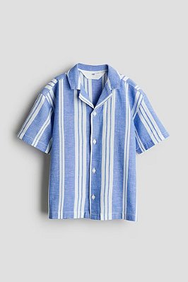 CAMISA MANGA CURTA H&M - LISTRAS AZUIS - MENINO