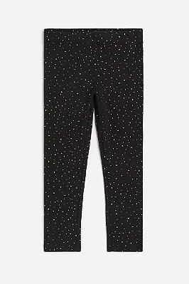 CALÇA LEGGING FLANELADA H&M - PRETA COM BRILHO - MENINA