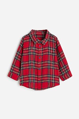 CAMISA MANGA LONGA H&M - XADREZ VERMELHO - MENINO