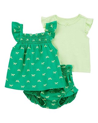 CONJUNTO VERÃO 3 PEÇAS CARTER'S - LIBÉLULAS VERDE - MENINA