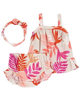 CONJUNTO VERÃO 3 PEÇAS CARTER'S - FLORAL PINK - MENINA