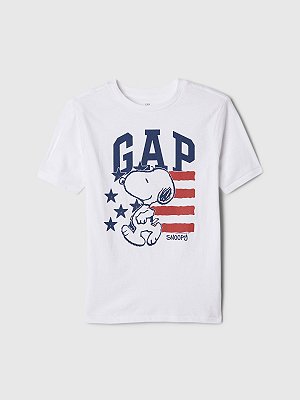 CAMISETA MANGA CURTA GAP KIDS - SNOOP BRANCA - MENINO
