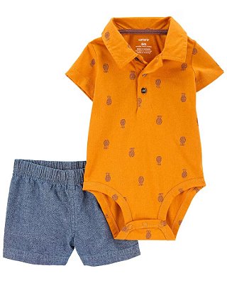 CONJUNTO VERÃO 2 PEÇAS CARTER'S - BODY ABACAXI LARANJA -  MENINO
