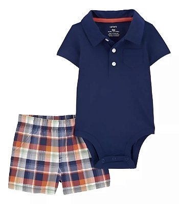 CONJUNTO VERÃO 2 PEÇAS CARTER'S - AZUL XADREZ -  MENINO