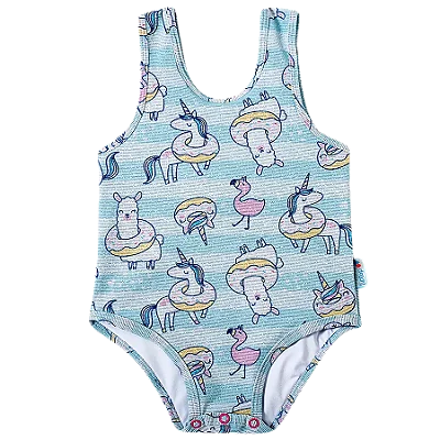 MODA PRAIA MAIÔ TIP TOP KIDS - UNICÓRNIO AZUL - PROTEÇÃO UV50+ - MENINA