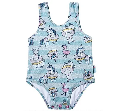 MAIO MODA PRAIA TIP TOP TODDLER - UNICÓRNIO AZUL - PROTEÇÃO UV50+ - MENINA