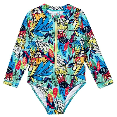 MAIÔ MODA PRAIA TIP TOP KIDS - TROPICAL AZUL - PROTEÇÃO UV50+ - MENINA