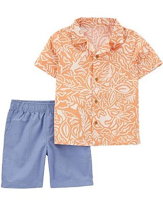 CONJUNTO VERÃO 2 PEÇAS CARTER'S - LARANJA FOLHA - MENINO