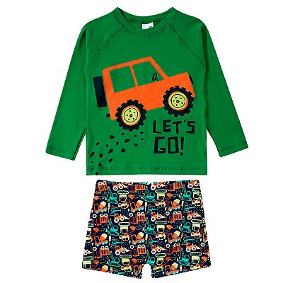 MODA PRAIA CONJUNTO 2 PEÇAS TIP TOP TODDLER - TRUCK - PROTEÇÃO UV50+ - MENINO