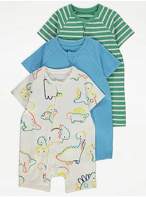 KIT 3 ROMPERS GEORGE BABY - BABY DINOS - MENINO