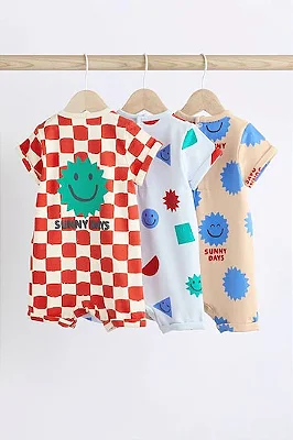 KIT 3 ROMPERS NEXT BABY - HAPPY SMILEY - MENINO