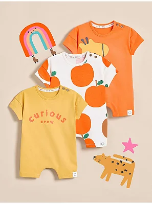 KIT 3 MACACÕES ROMPERS GEORGE BABY LITTLE ANGEL - GIRAFINHA - UNISSEX