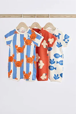 KIT 3 ROMPERS NEXT BABY - CARANGUEIJOS, PEIXES & PRAIA - MENINO