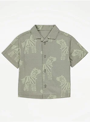 CAMISA MANGA CURTA GEORGE BABY - VERDE ZEBRAS - MENINO