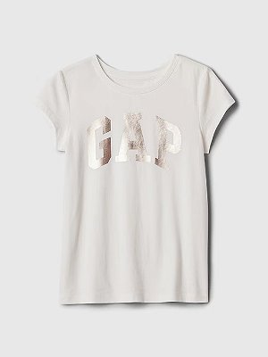 CAMISETA MANGA CURTA GAP -  LOGO PRATA - MENINA