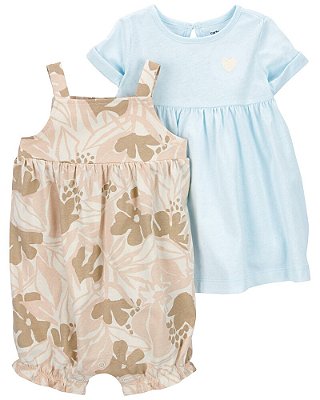 VESTIDO E ROMPER CARTER'S - FLORAL BEGE - MENINA