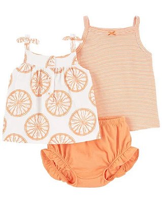 CONJUNTO VERÃO 3 PEÇAS CARTER'S - LARANJAS - MENINA