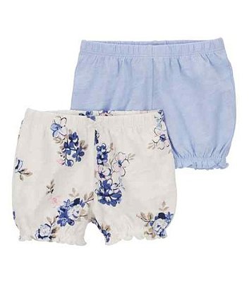 KIT 2 BERMUDAS CARTER'S - FLORAL AZUL - MENINA