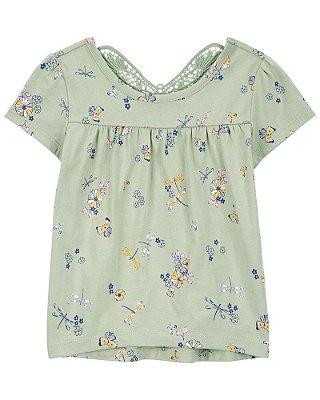 BATINHA OSHKOSH - BORBOLETA FLORAL VERDE - MENINA