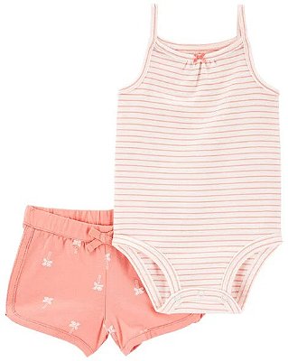 CONJUNTO VERÃO 2 PEÇAS CARTER'S - LISTRADO E COQUEIROS - MENINA
