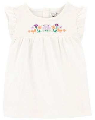 BATINHA CARTER'S - BRANCA FLORAL - MENINA