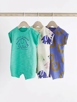 KIT 3 ROMPERS NEXT BABY - LEÃO E ELEFANTE - MENINO