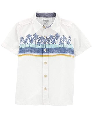 CAMISA MANGA CURTA OSHKOSH - COQUEIROS BRANCA - MENINO