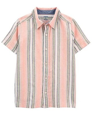 CAMISA MANGA CURTA OSHKOSH - LINHO LISTRAS - MENINO