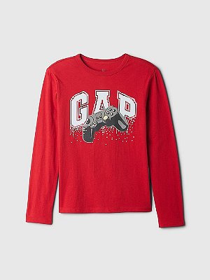 CAMISETA MANGA LONGA GAP KIDS - VIDEO GAME VERMELHO - MENINO