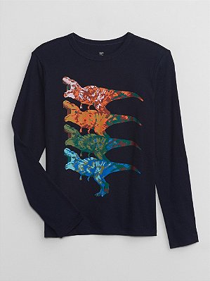 CAMISETA MANGA LONGA GAP KIDS - DINOSSAURO - MENINO