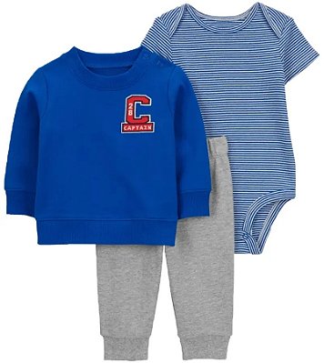 CONJUNTO 3 PEÇAS CARTER'S - CAPITÃO AZUL - MENINO