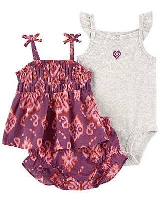CONJUNTO VERÃO 3 PEÇAS CARTER'S - CORAÇÃO - MENINA