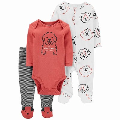 CONJUNTO 3 PEÇAS CARTER'S - CACHORRINHO - MENINO