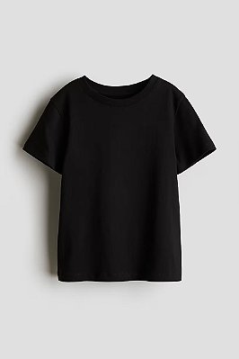 CAMISETA MANGA CURTA H&M - PRETO BASICO - MENINO