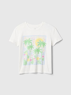 CAMISETA MANGA CURTA GAP - FLORES TROPICAL - MENINA