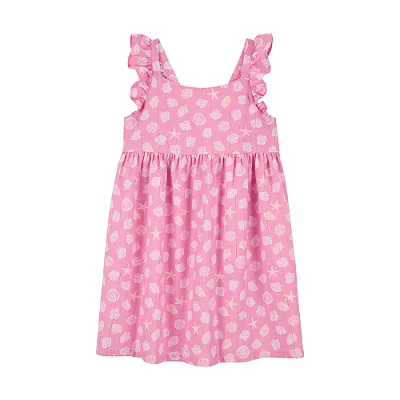 VESTIDO OSHKOSH - FUNDO DO MAR ROSA - MENINA