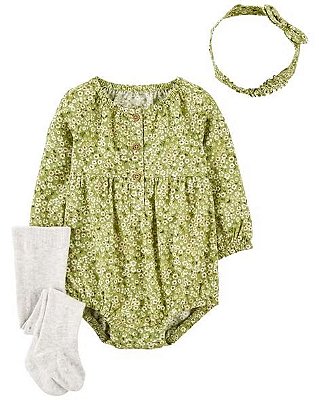 CONJUNTO 2 PEÇAS CARTER'S - FLORES VERDE - MENINA