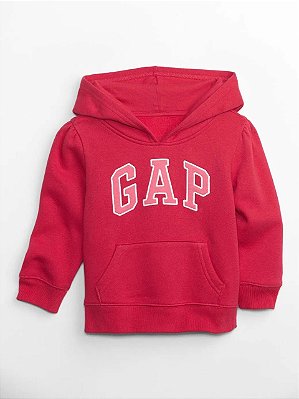 MOLETOM FLANELADO  GAP - LOGO ROSA - MENINA