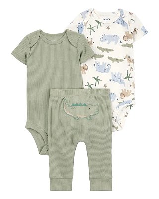 CONJUNTO 3 PEÇAS CARTER'S - ZOO VERDINHO - MENINO