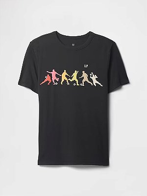 CAMISETA MANGA CURTA GAP KIDS - FUTEBOL PRETO - MENINO