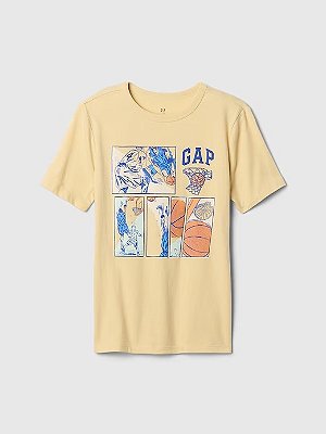 CAMISETA MANGA CURTA GAP KIDS - BASQUETE AMARELO - MENINO