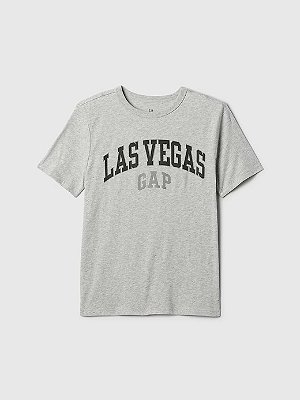 CAMISETA MANGA CURTA GAP KIDS - LAS VEGAS CINZA - MENINO